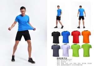 春夏新品 圓領(lǐng)短袖T恤 時(shí)尚運(yùn)動(dòng)文化衫 湖藍(lán)色