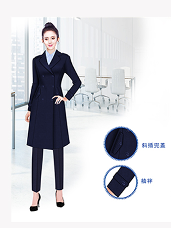 大衣定制，高端時(shí)尚女士大衣定制，藏藍(lán)色女士大衣